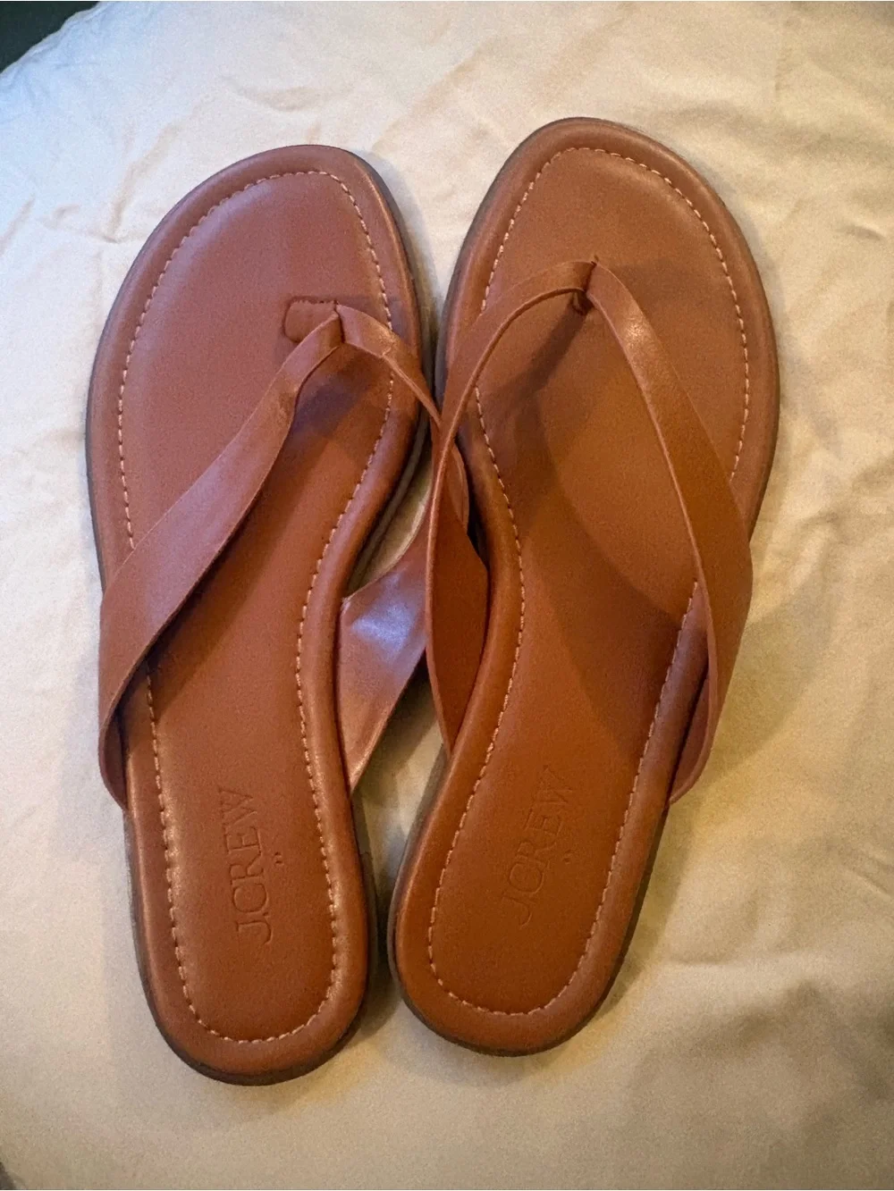 J. Crew Tan Leather Thong Sandals